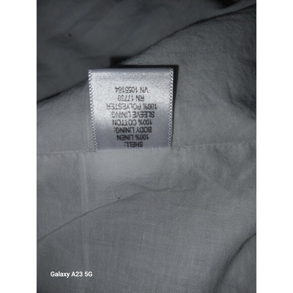 Isaac Mizrahi Women's Large Linen Blazer Cream Navy Pinstripes - Picture 6 of 7